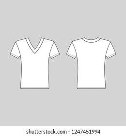 T shirt man template (front, back views), vector illustration isolated on white background