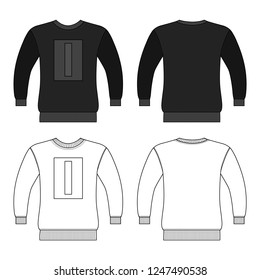 T shirt man template (front, back views), vector illustration isolated on white background