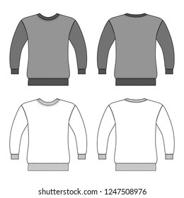T shirt man template (front, back views), vector illustration isolated on white background