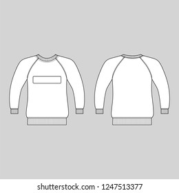 T shirt man template (front, back views), vector illustration isolated on white background