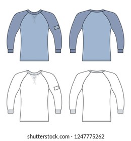 T shirt man template (front, back views), vector illustration isolated on  background