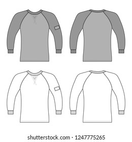 T shirt man template (front, back views), vector illustration isolated on  background