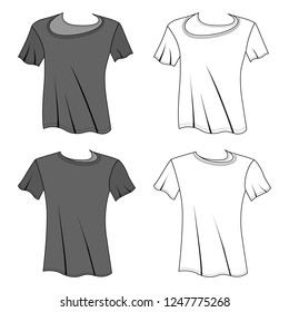 T shirt man template (front, back views), vector illustration isolated on  background