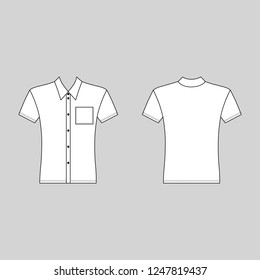 T shirt man template (front, back views), vector illustration isolated on white background
