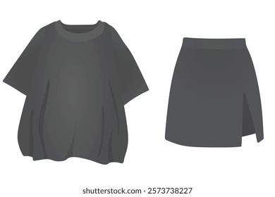 T shirt and mini skirt. vector