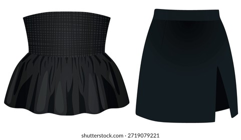 T shirt and mini skirt. vector