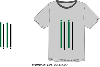 T shirt mockup design. T-shirt printed in lines vector model.