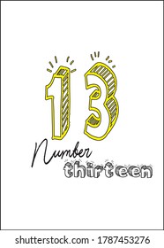 T shirt mock-up Sketch 3d and Handwriting each vector Number.