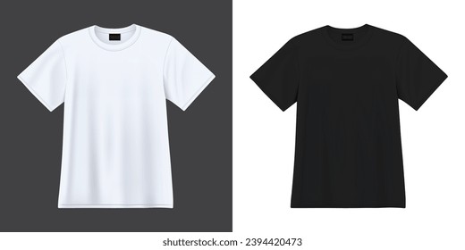 T shirt mockup white and black isolated on the background. Ready to apply to your design. Vector illustration.