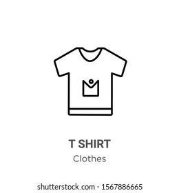 T shirt outline vector icon. Thin line black t shirt icon, flat vector simple element illustration from editable clothes concept isolated on white background