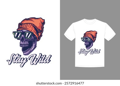 t shirt poster design with illustration wild skull