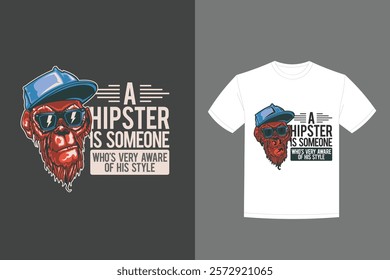 t shirt poster design with illustration hipster monkey