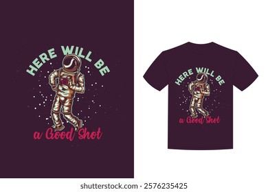 t shirt poster design with illustration spaceman