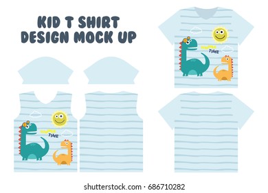 T shirt print design, front and back t shirt mock up design, cute summer time playing dino