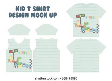 T shirt print design, front and back t shirt mock up design, cute little dino do race