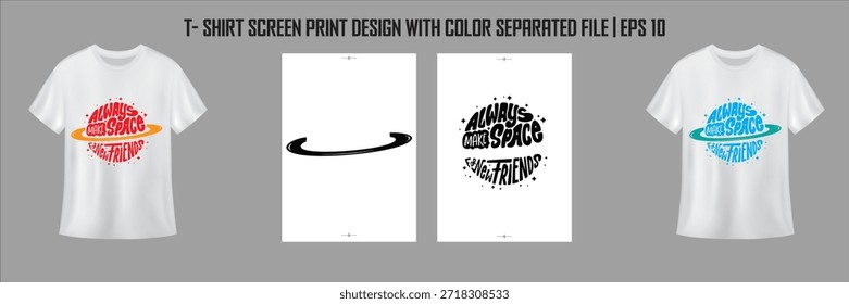 Camiseta Diseño de impresión para serigrafía archivo separado por color EPS 10