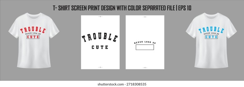 Camiseta Diseño de impresión para serigrafía archivo separado por color EPS 10