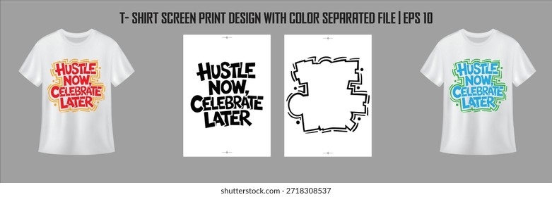 Camiseta Diseño de impresión para serigrafía archivo separado por color EPS 10