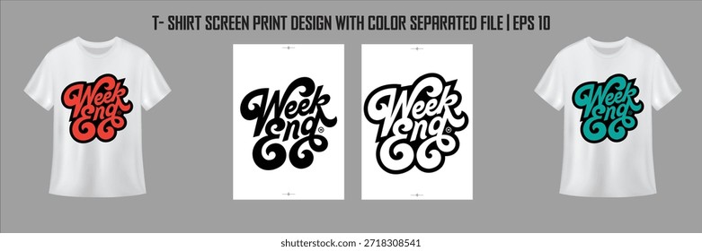 Camiseta Diseño de impresión para serigrafía archivo separado por color EPS 10