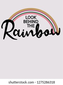 t shirt print graphic design. rainbow with a positive  slogan.