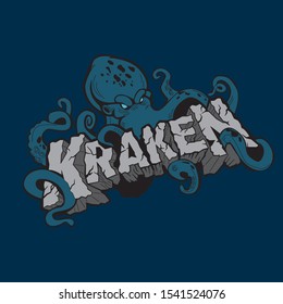 t shirt print illustration  kraken 