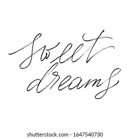 T shirt print text handwritten text sweet dreams wall design poster vector script