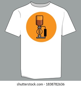 T shirt with scientific coffee maker design