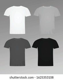 T shirt set. white, grey and black. vector illustration