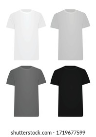 T shirt set. white, grey and black. vector illustration