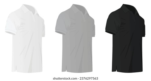 T shirt set. white, grey and black. vector illustration