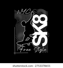 T shirt skate board. Vector template 
