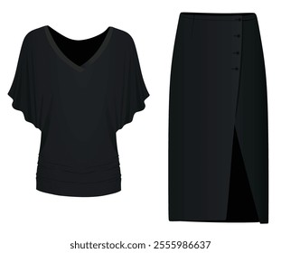 T shirt and skirt. vector