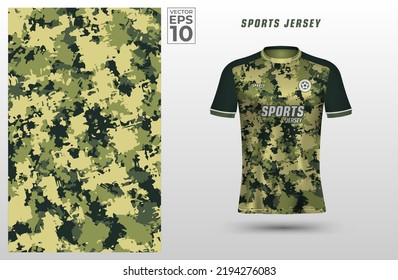 T shirt sport design template with abstract camouflage pattern for soccer jersey. Tshirt mock up for sport club. Vector illustration