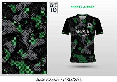 T shirt sport design template with abstract camouflage halftone pattern for soccer jersey. Tshirt mock up for sport club. Vector illustration