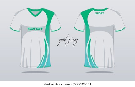 T shirt sport green gradation and white for racing gaming football