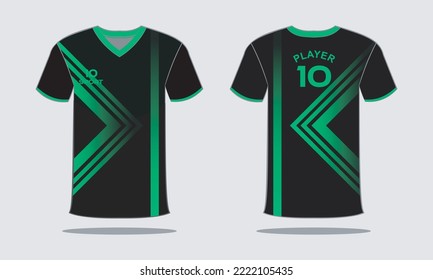 T shirt sport green gradation and black  for racing gaming football