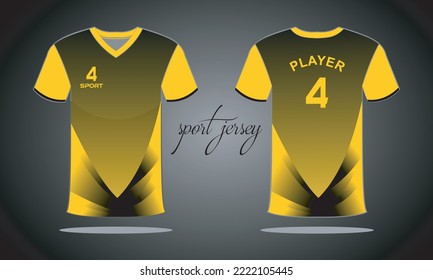 T shirt sport yellow gradation and white gradation for racing gaming football