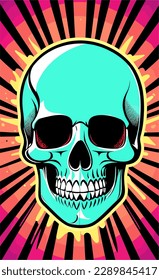T shirt sticker design print skull vector illustration 