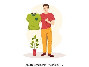 T shirt Store for Buying New Products Clothing or Outfit with Various Color and Model in Flat Cartoon Hand Drawn Templates Illustration 