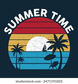 T shirt summer times tropical summer beach retro vintage style