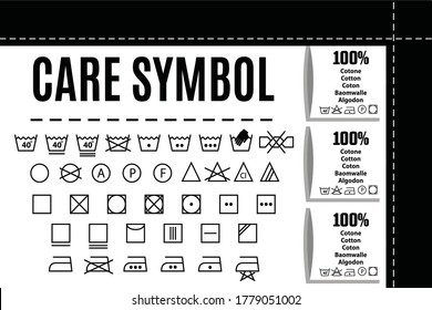 t shirt tags and Clothes care symbols Vector svg