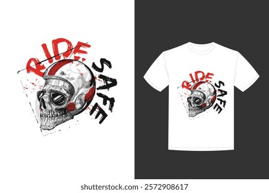 t shirt tattoo design sketch hipster rider wearing helmet safe ride vector illustration