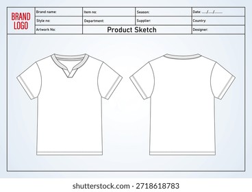 T camisa técnica desenho vetor modelo ilustração frente e trás