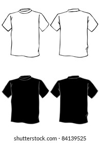 T shirt template in black and white. Isolated