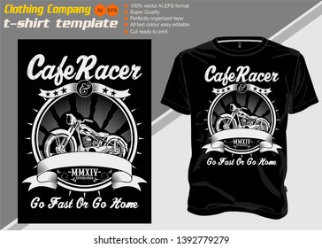 t shirt template cafe racer .Shirt designs, biker, disk jockey, gentleman, barber and many others.isolated and easy to edit. Vector Illustration - Vector