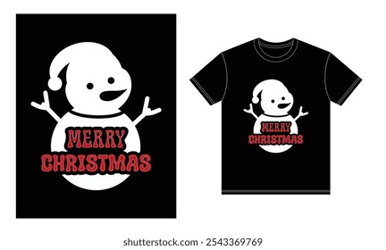 a t shirt that says merry christmas with a snowman on it