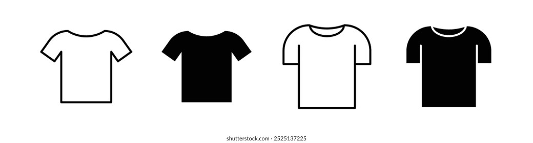 colección de iconos de vectores de línea delgada de camiseta