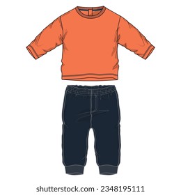 Pantalones de camisetas y pantalones de jogger ilustraciones vectoriales para niños. 