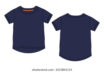 T shirt tops vetor ilustração azul marinho modelo de cor para crianças