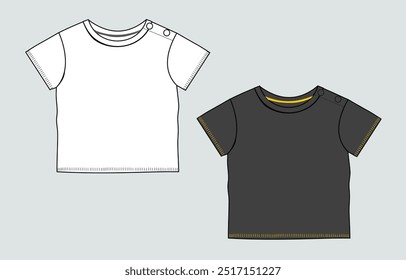 T camisa tops vetor ilustração branco e preto modelo de cor para crianças